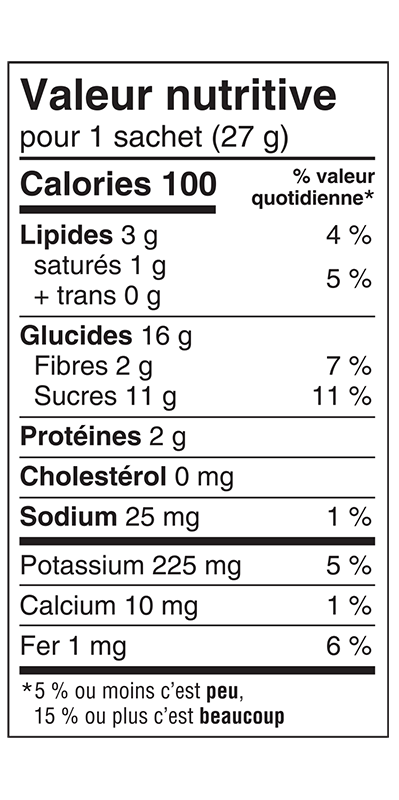 Informations nutritionnelles