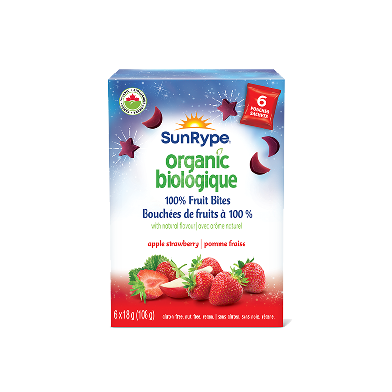 SunRype Organic APPLE STRAWBERRY Carton 6 x 18g
