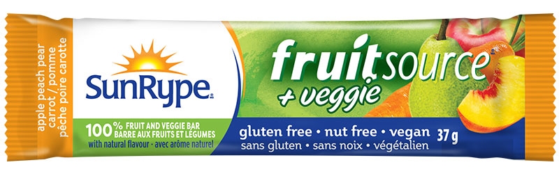 SunRype Fruitsource POMME PÊCHE POIRE CAROTTE Printed Film 37g