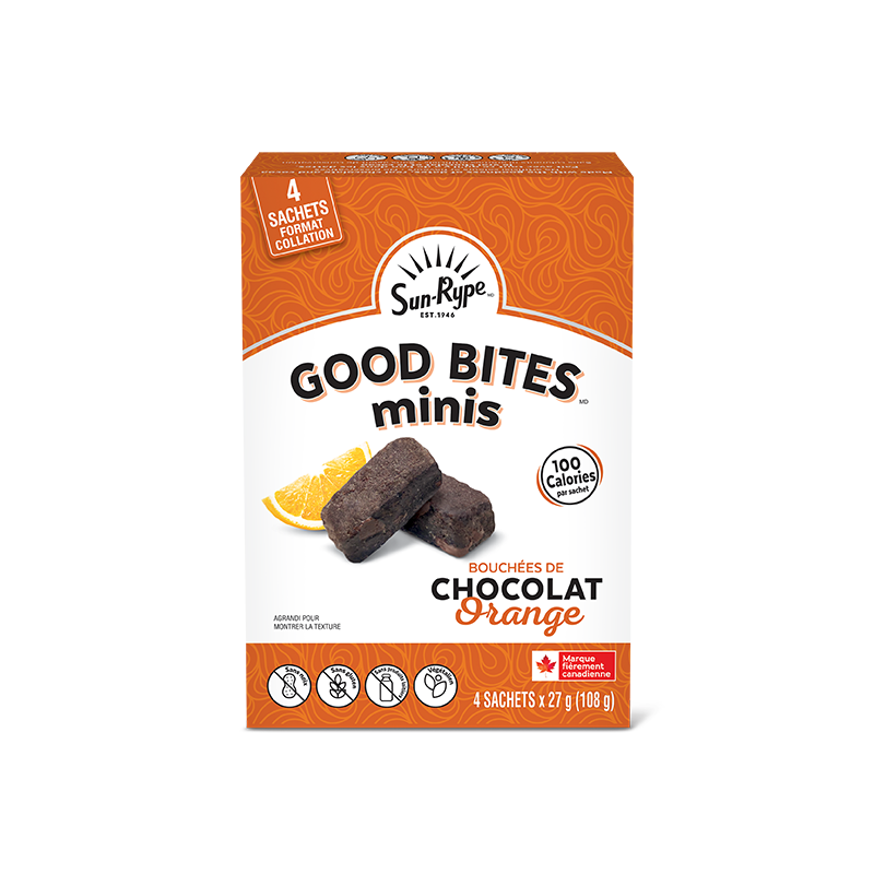 SunRype Good Bites CHOCOLAT ORANGE Carton 4 X 27g