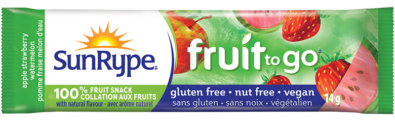 SunRype Fruit to Go POMME FRAISE MELON D'EAU Printed Film 14g